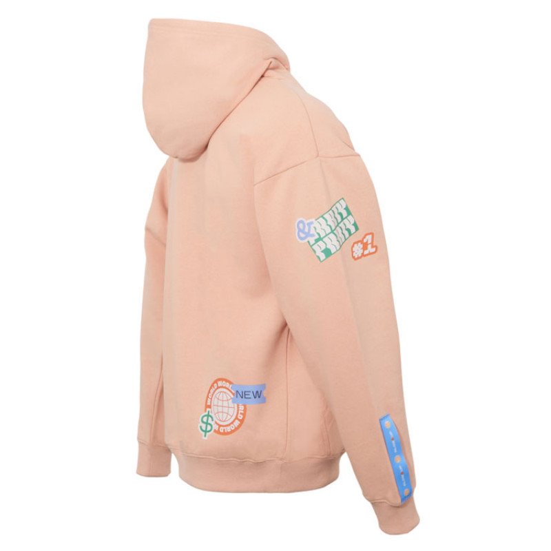 Толстовка с капюшоном оверсайз «Berlin» унисекс, лососевый, ДТФ, бренд тайп и лейбл