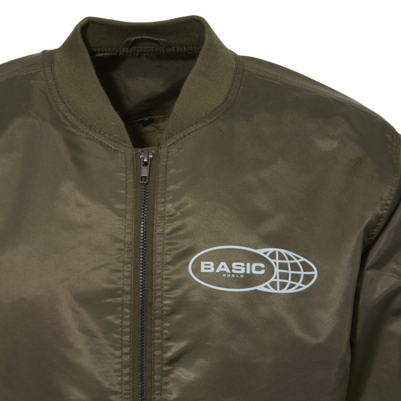 Куртка бомбер «Antwerpen» унисекс, хаки, ДТФ и бренд тайп