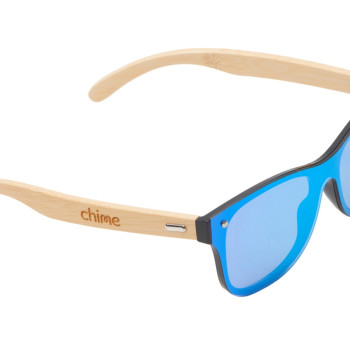 Солнцезащитные очки из бамбука с зеркальной линзой "Rockwood Motion", синий (гравировка)