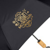 Зонт-автомат Lumet с куполом из переработанного пластика, черный c трафаретной печатью фольгой