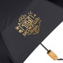 Зонт-автомат Lumet с куполом из переработанного пластика, черный c трафаретной печатью фольгой