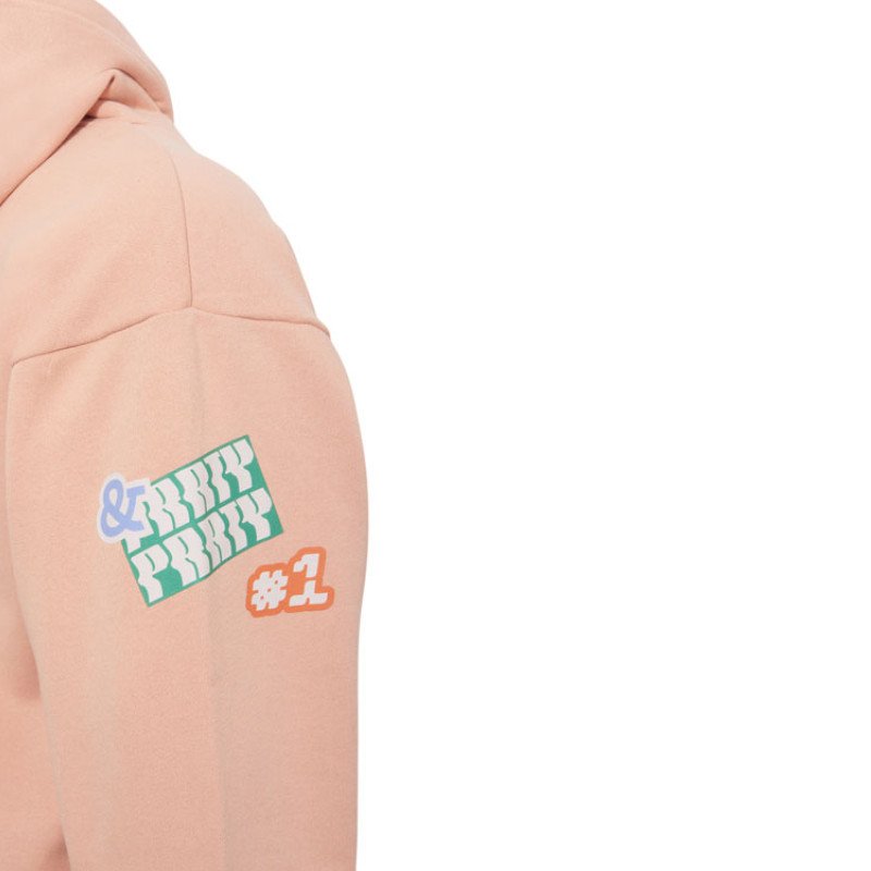 Толстовка с капюшоном оверсайз «Berlin» унисекс, лососевый, ДТФ, бренд тайп и лейбл