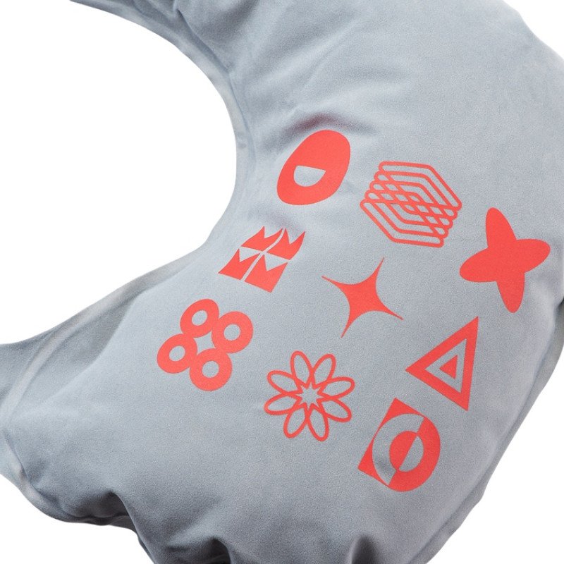 Подушка под шею с помпой Push, серый (термотрансфер)