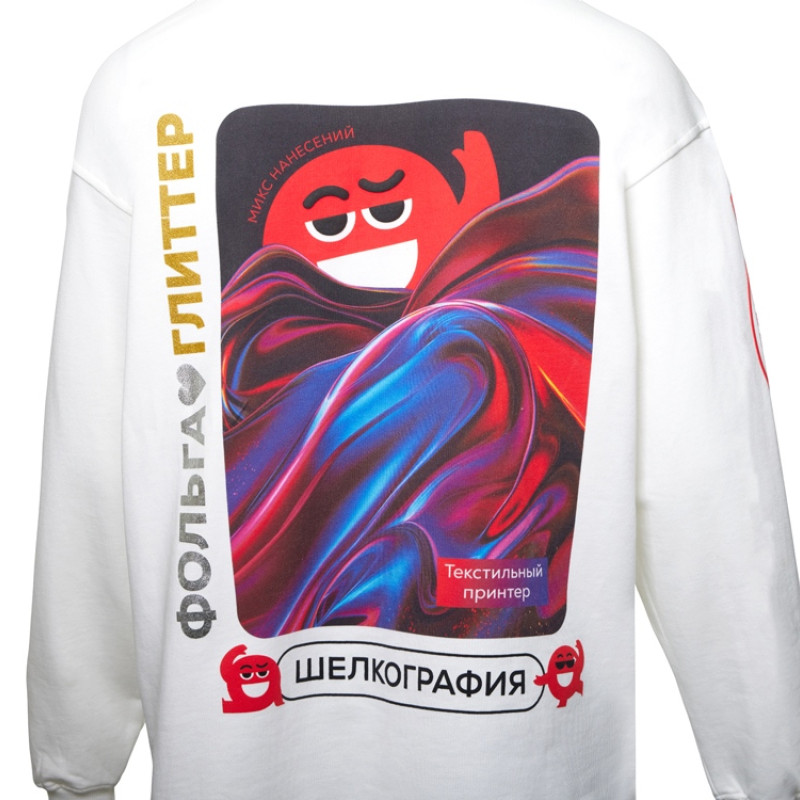 Худи оверсайз «Alpha.01» унисекс, молочный, все виды нанесения на текстиле на одной толстовке