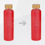 Стеклянная бутылка с бамбуковой крышкой «Foggy», 600 мл, красный, с УФ печатью