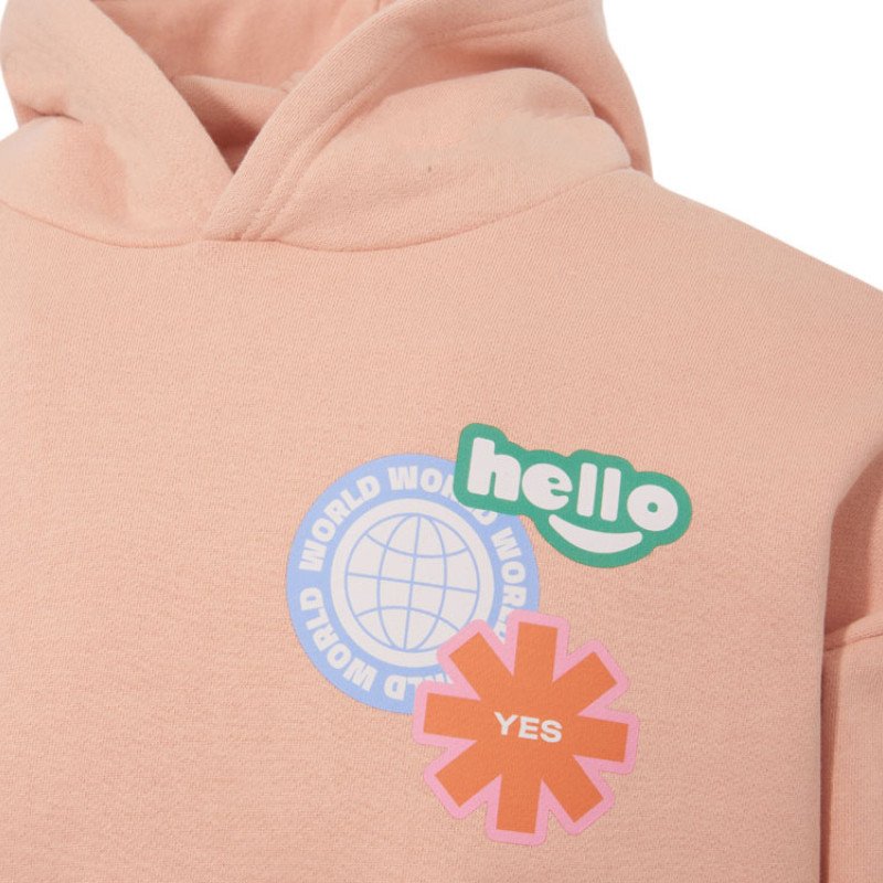 Толстовка с капюшоном оверсайз «Berlin» унисекс, лососевый, ДТФ, бренд тайп и лейбл