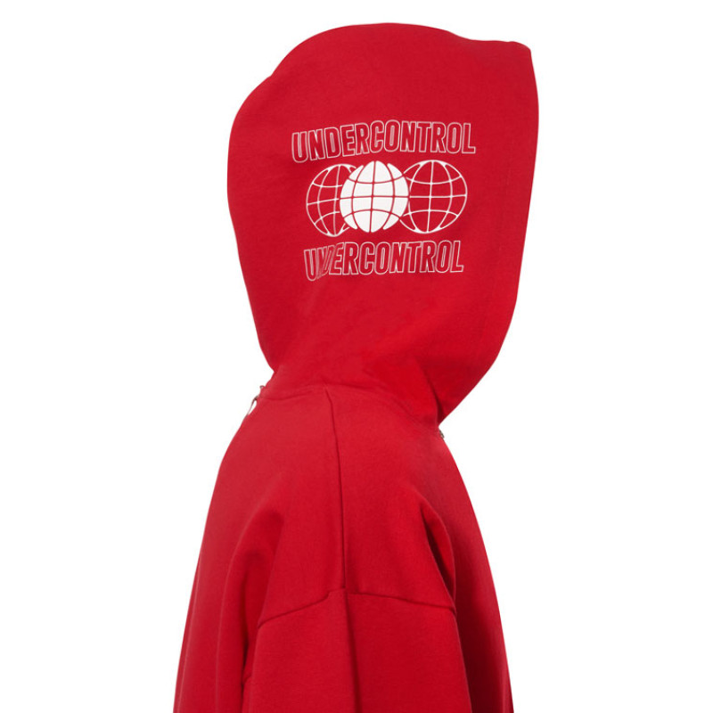 Толстовка оверсайз с капюшоном на молнии «Monaco», красный, лейбл, бренд тайп и термотрансфер Толстовка оверсайз с капюшоном на молнии «Monaco», красный, лейбл, бренд тайп и термотрансфер