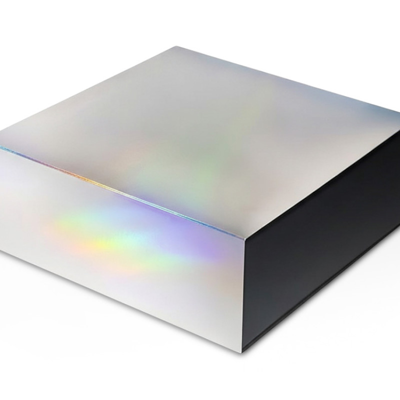 Подарочная коробка с голографическим шубером без печати "Aurora", L, 260х260х100 мм.