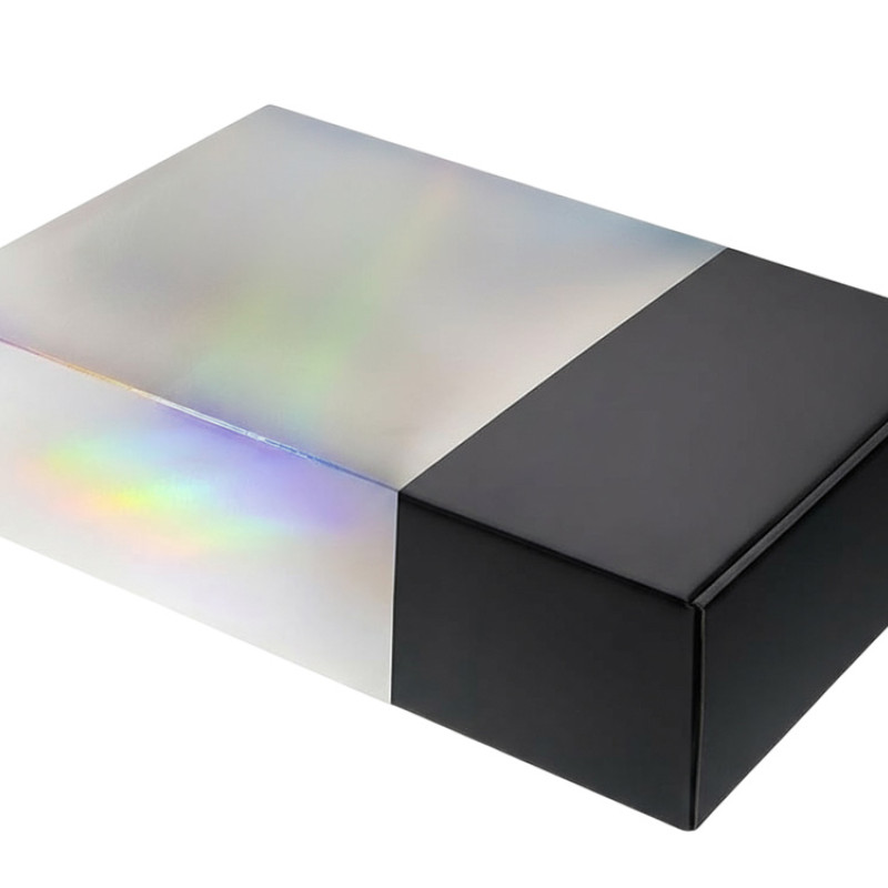 Подарочная коробка с голографическим шубером без печати "Aurora", L, 260х260х100 мм.