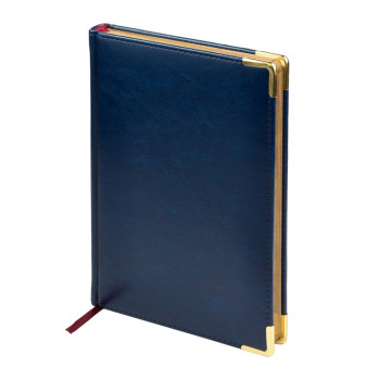 Ежедневник А5 датированный «Sidney Nebraska» 2026, синий (золотой обрез, золотые уголки)