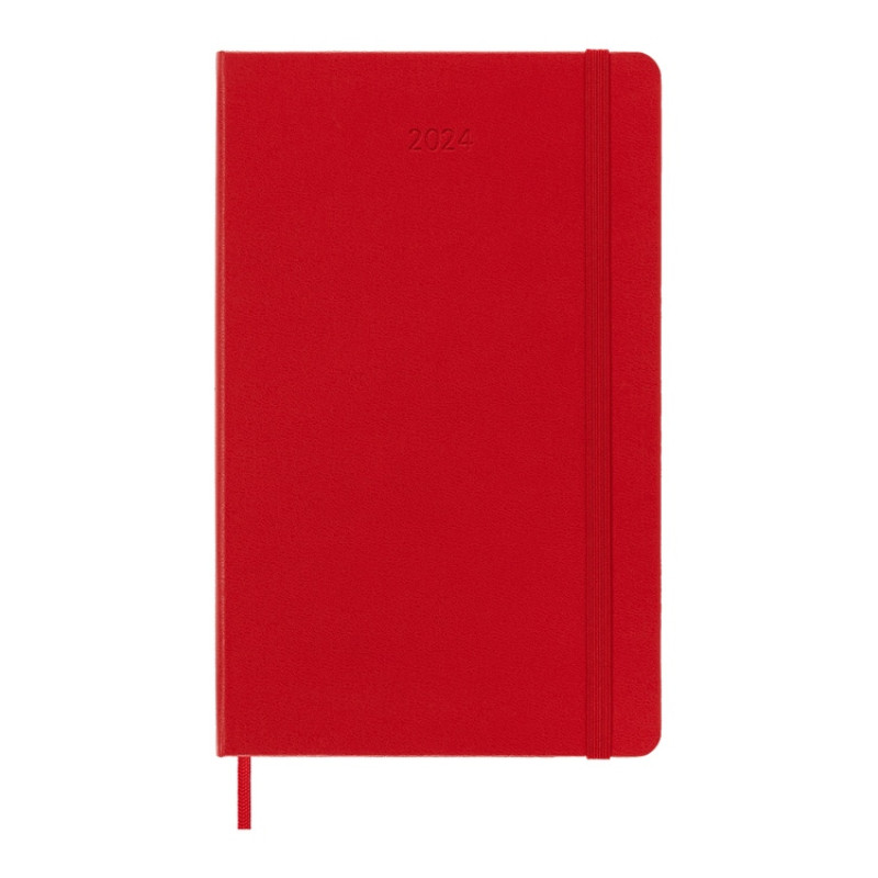 Записная книжка 12 месяцев на 2024 год, в твердой обложке, красный, Large, 13х21