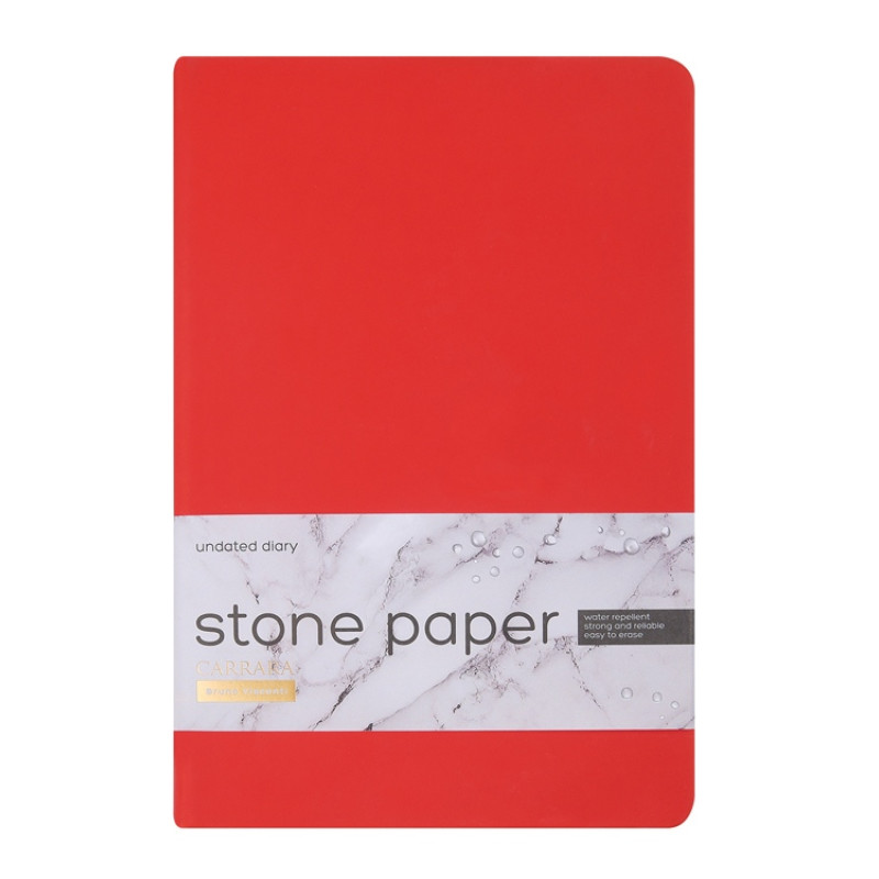 Ежедневник с каменной бумагой недатированный А5 "Carrara", красный