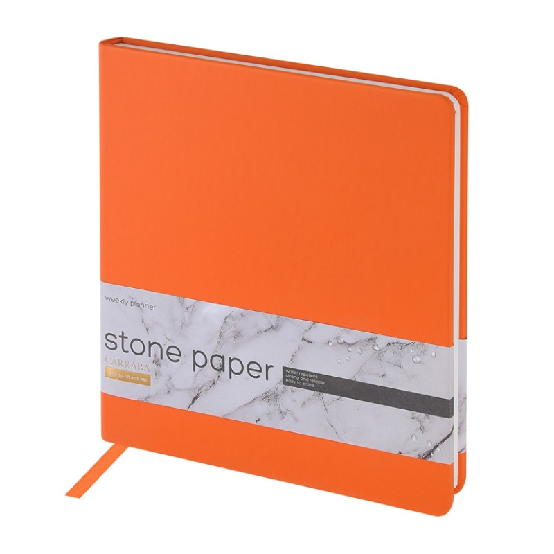 Еженедельник с каменной бумагой А5+ "Carrara", оранжевый