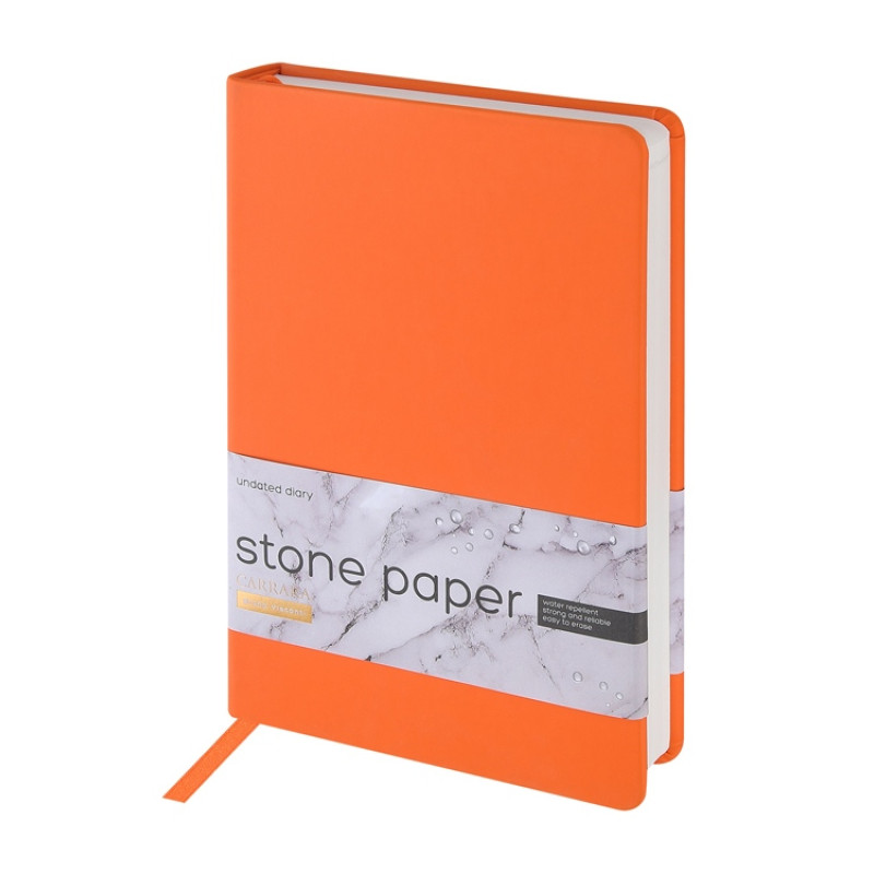 Ежедневник с каменной бумагой недатированный А5 "Carrara"», оранжевый