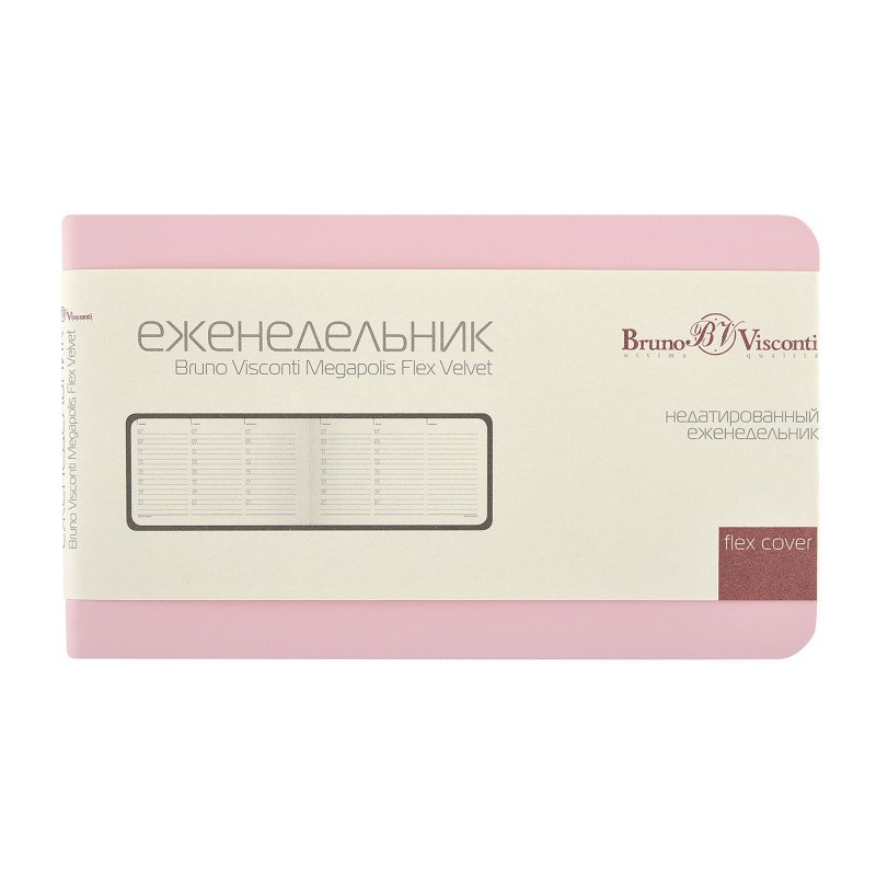 Еженедельник недатированный А6 "Мегаполис Вельвет", зефирный розовый Еженедельник недатированный А6 "Мегаполис Вельвет", зефирный розовый