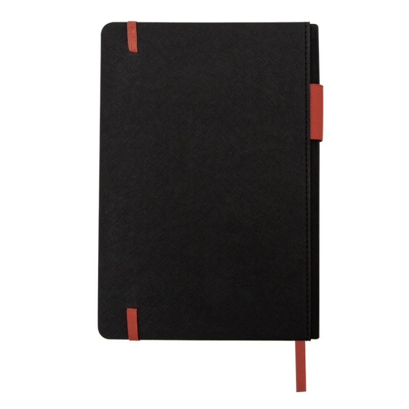 Бизнес блокнот "Bossy" с цветным срезом, твердая обложка, 128 листов, черный и красный