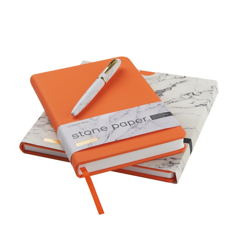 Ежедневник с каменной бумагой недатированный А5 "Carrara"», оранжевый