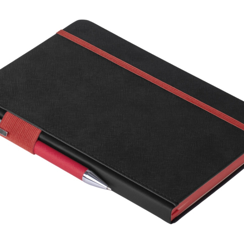 Бизнес блокнот "Bossy" с цветным срезом, твердая обложка, 128 листов, черный и красный