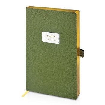 Ежедневник недатированный А5 "Verde" с нашивкой, зеленый