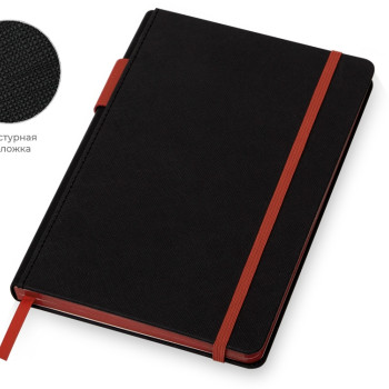 Бизнес блокнот "Bossy" с цветным срезом, твердая обложка, 128 листов, черный и красный
