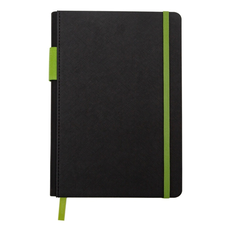 Бизнес блокнот "Bossy" с цветным срезом, твердая обложка, 128 листов, черный и зеленое яблоко