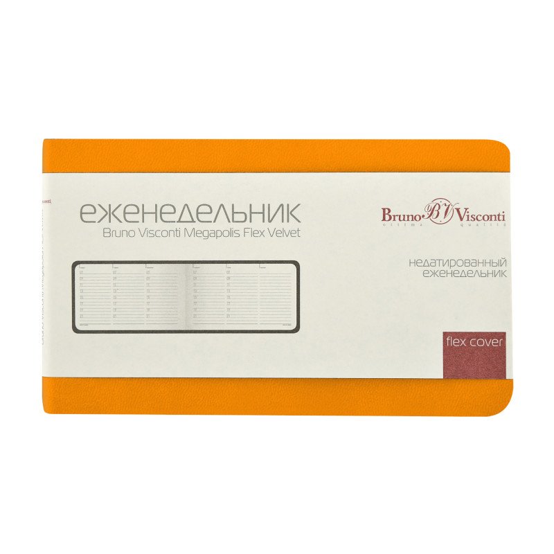 Еженедельник недатированный А6 "Мегаполис Вельвет", оранжевый