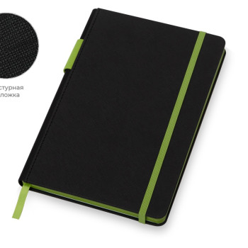 Бизнес блокнот "Bossy" с цветным срезом, твердая обложка, 128 листов, черный и зеленое яблоко