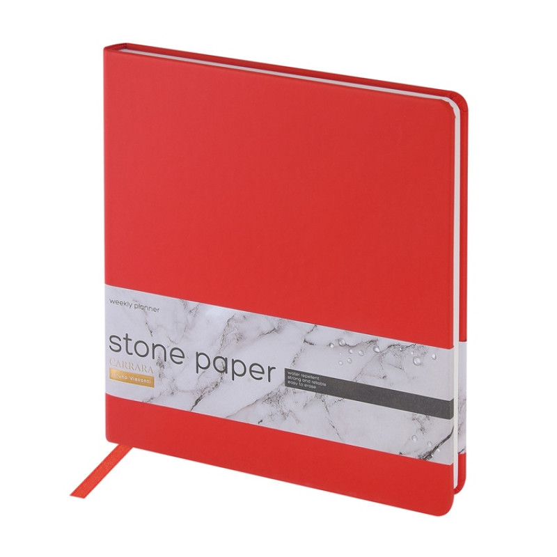 Еженедельник с каменной бумагой А5+ "Carrara", красный