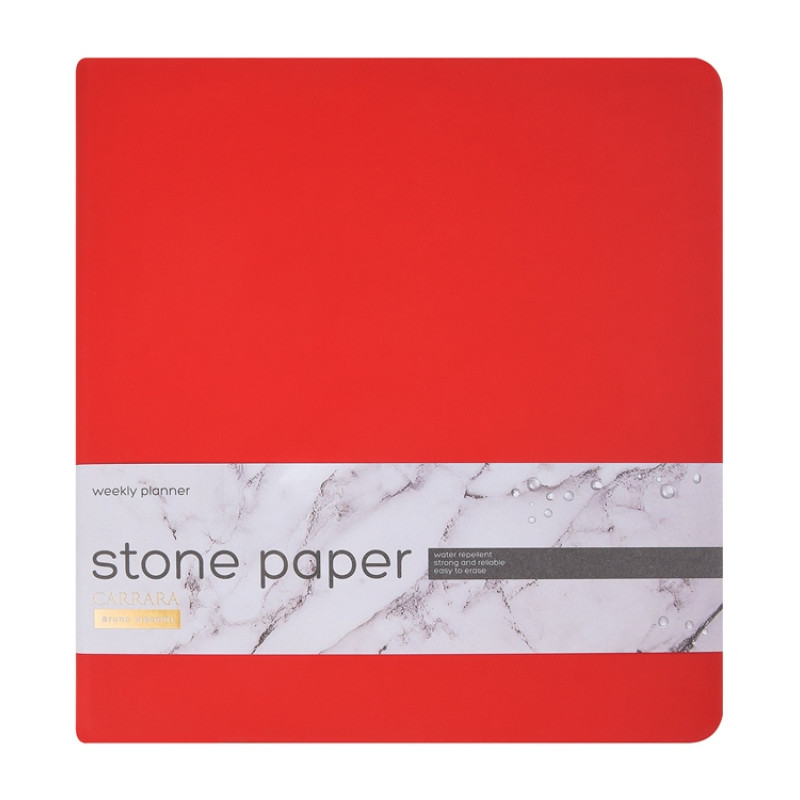 Еженедельник с каменной бумагой А5+ "Carrara", красный