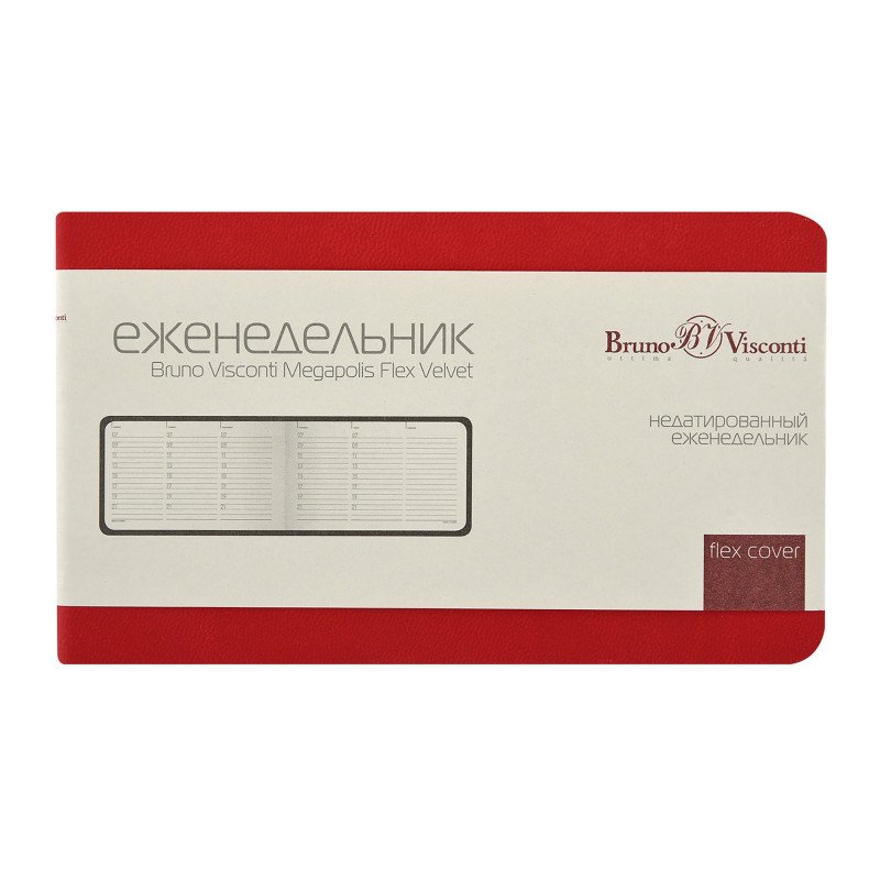 Еженедельник недатированный А6 "Мегаполис Вельвет", красный