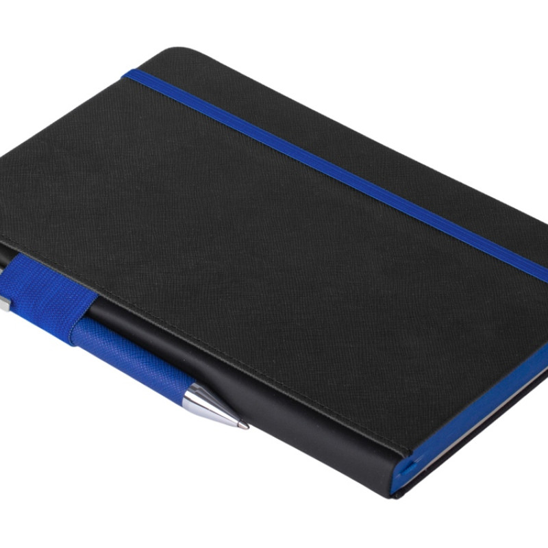 Бизнес блокнот "Bossy" с цветным срезом, твердая обложка, 128 листов, черный и синий