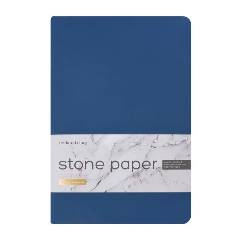Ежедневник с каменной бумагой недатированный А5 "Carrara", темно-синий