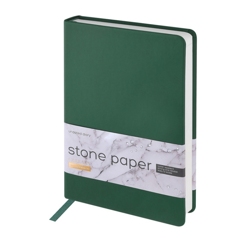 Ежедневник с каменной бумагой недатированный А5 "Carrara", зеленый