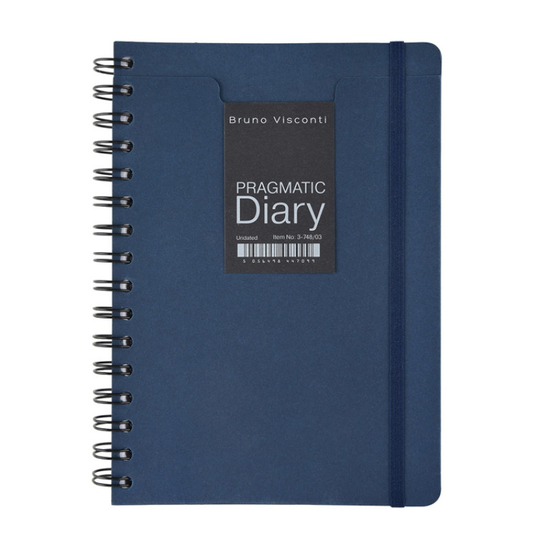 Ежедневник недатированный на гребне А5 "Pragmatic", темно-синий