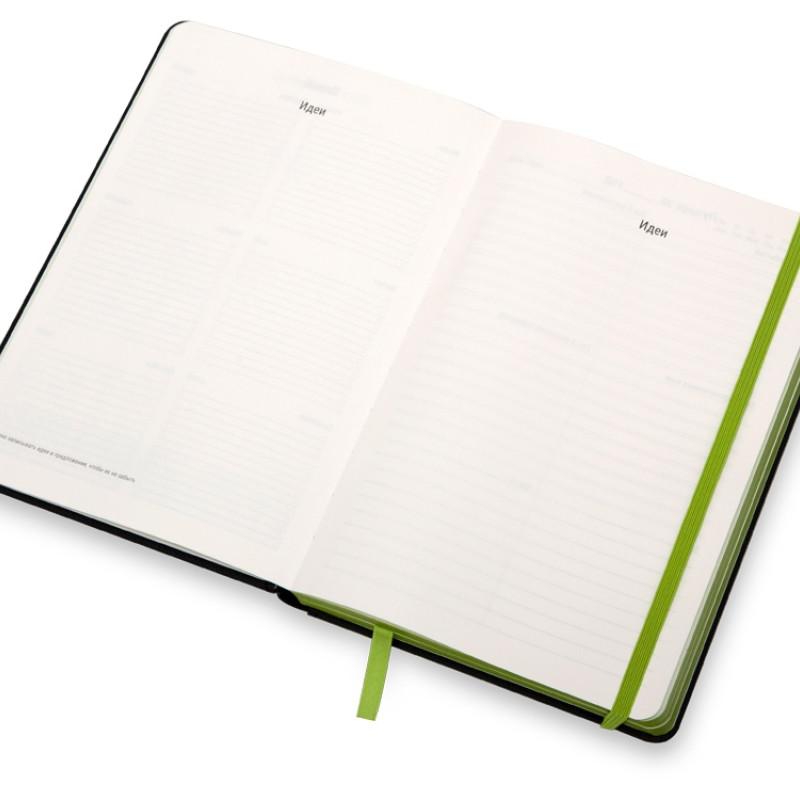 Бизнес блокнот "Bossy" с цветным срезом, твердая обложка, 128 листов, черный и зеленое яблоко
