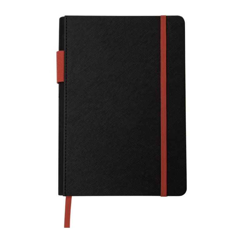 Бизнес блокнот "Bossy" с цветным срезом, твердая обложка, 128 листов, черный и красный