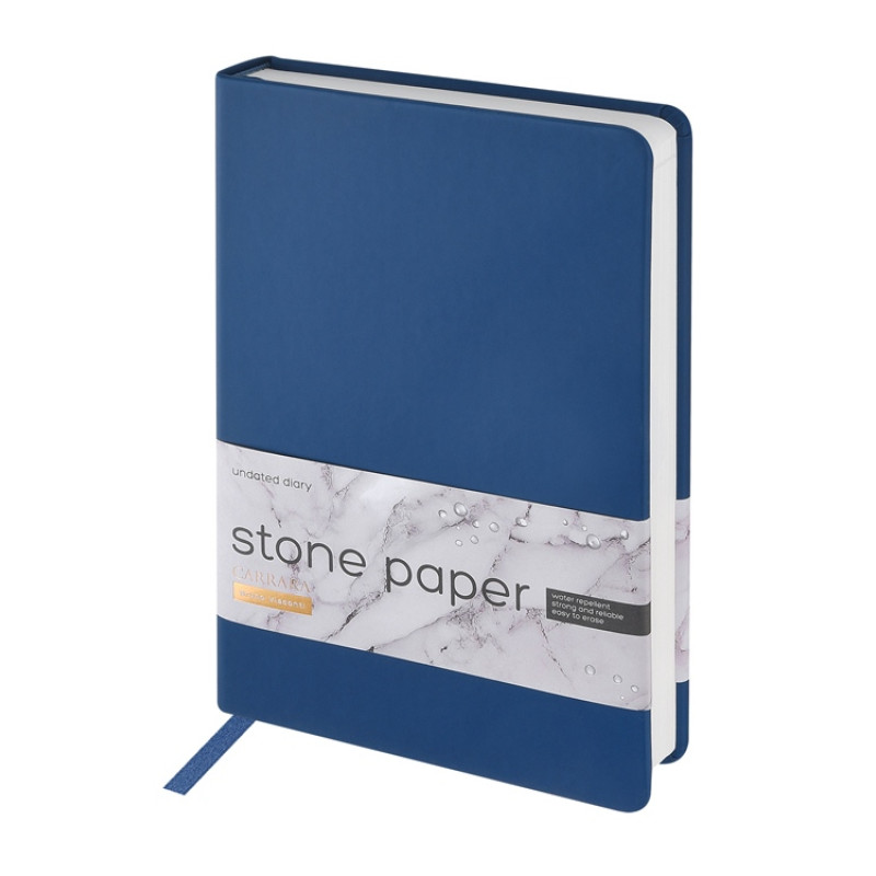 Ежедневник с каменной бумагой недатированный А5 "Carrara", темно-синий