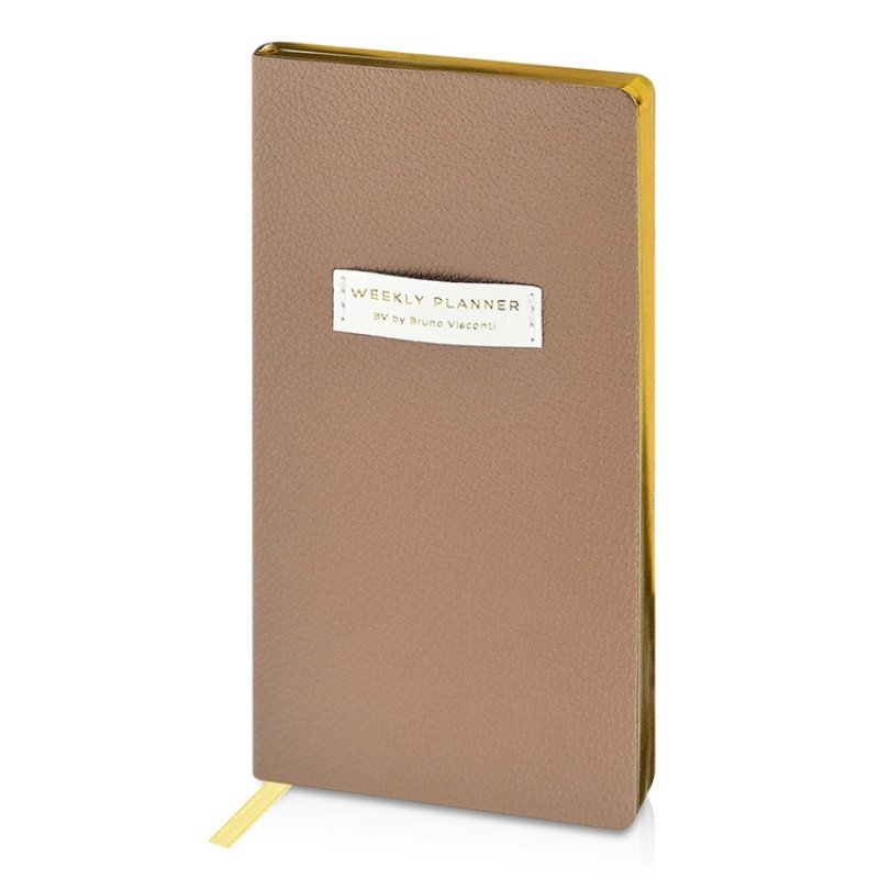 Еженедельник недатированный А6 "Total beige" с нашивкой, бежевый