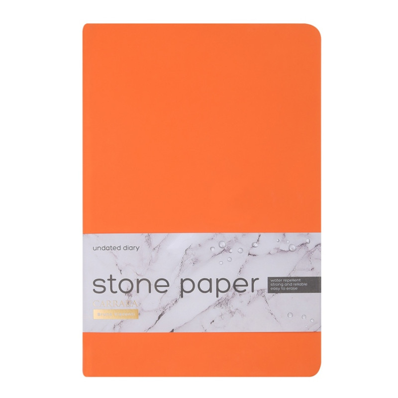 Ежедневник с каменной бумагой недатированный А5 "Carrara"», оранжевый