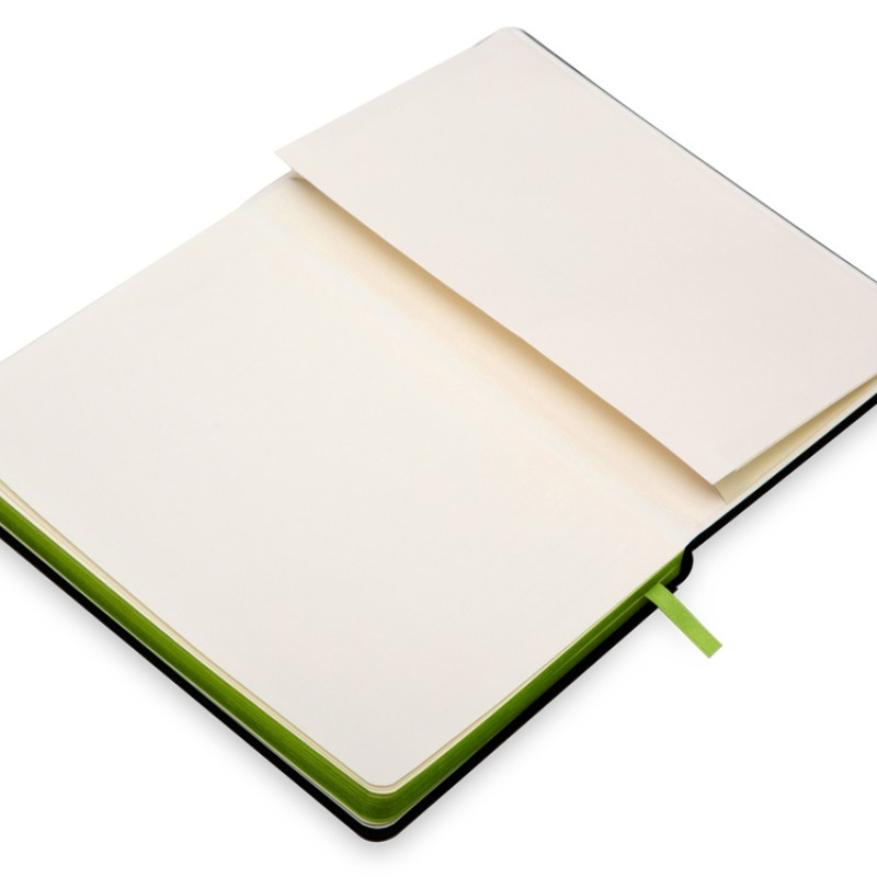 Бизнес блокнот "Bossy" с цветным срезом, твердая обложка, 128 листов, черный и зеленое яблоко