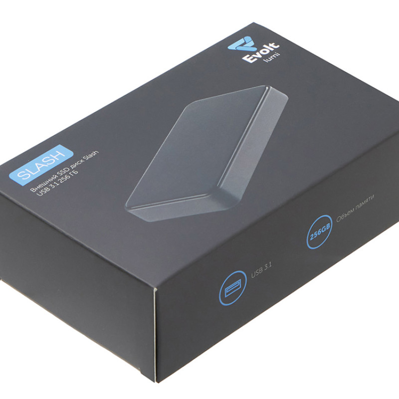 Внешний SSD диск с подсветкой гравировки  «Слэш», 256 ГБ