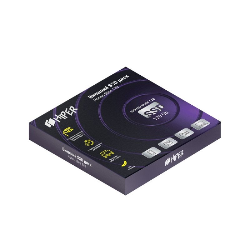 Внешний SSD накопитель «Honsu Slim 120» 120GB USB3.1 Type-C, Slim, Hiper Внешний SSD накопитель «Honsu Slim 120» 120GB USB3.1 Type-C, Slim, Hiper