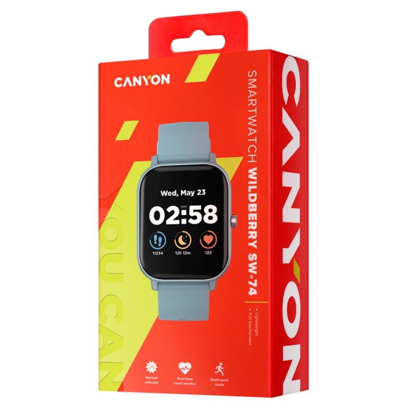 Смарт-часы Canyon SW-74 "Wildberry" , IP67, синий (Р) Смарт-часы Canyon SW-74 "Wildberry" , IP67, синий (Р)