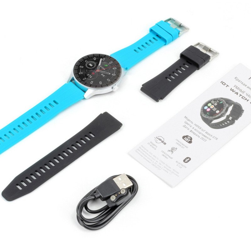 Умные часы HIPER IoT Watch GTR, черный/голубой Умные часы HIPER IoT Watch GTR, черный/голубой
