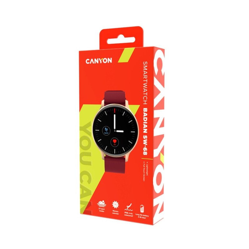 Смарт-часы Canyon SW-68 “ Badian”, IP68, темно-красный (Р) Смарт-часы Canyon SW-68 “ Badian”, IP68, темно-красный (Р)