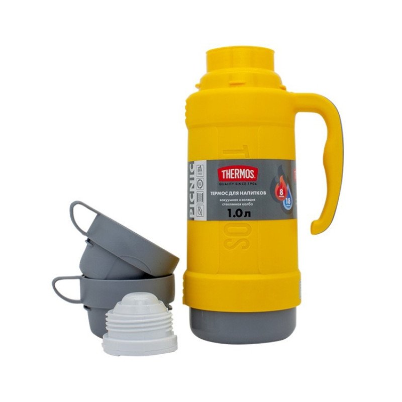 Термос со стеклянной колбой тм THERMOS PICNIC 40 Series Yellow 0,5L Термос со стеклянной колбой тм THERMOS PICNIC 40 Series Yellow 0,5L