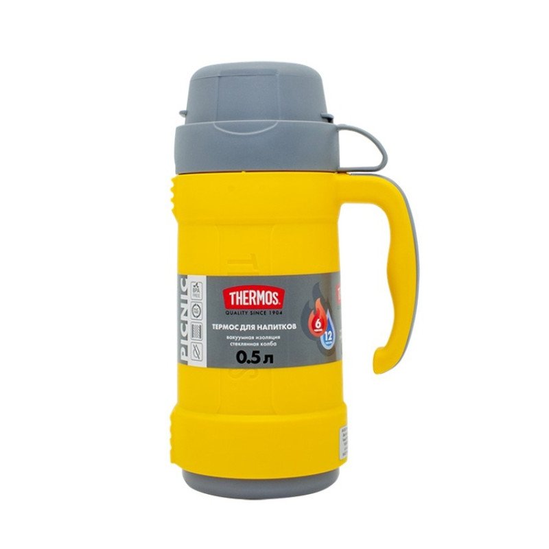 Термос со стеклянной колбой тм THERMOS PICNIC 40 Series Yellow 0,5L Термос со стеклянной колбой тм THERMOS PICNIC 40 Series Yellow 0,5L