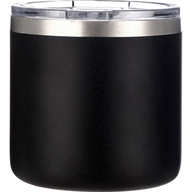 Кружка стальная Alaska с крышкой слайдером, powder coating, черный