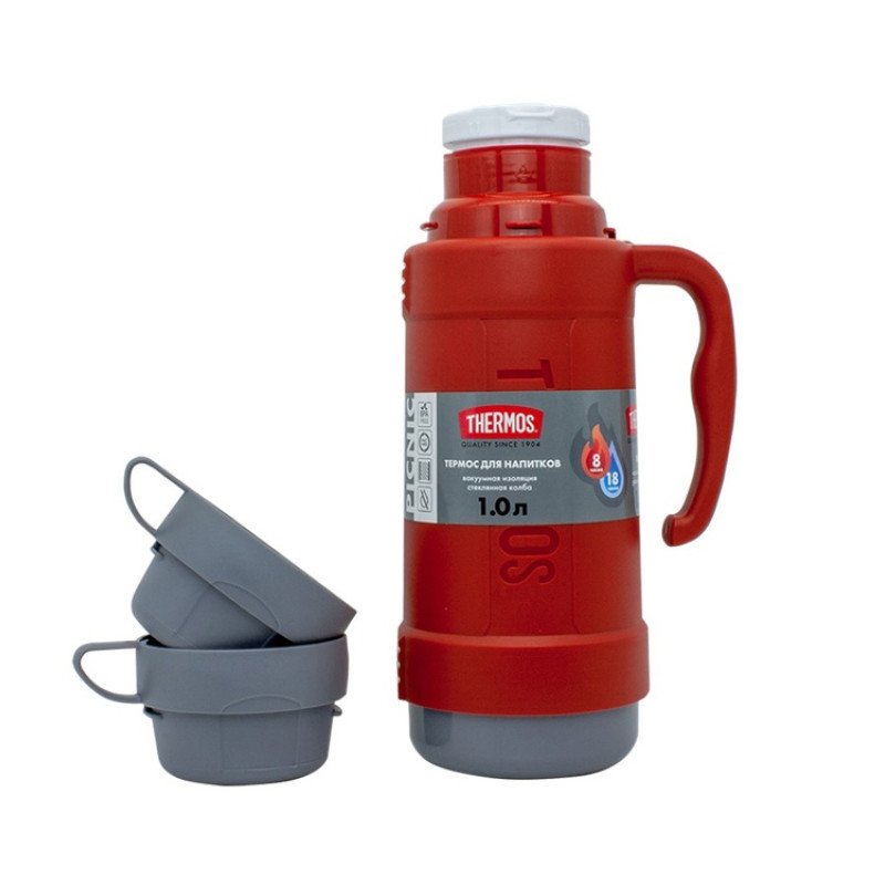 Термос со стеклянной колбой тм THERMOS PICNIC 40 Series Red 1,0L