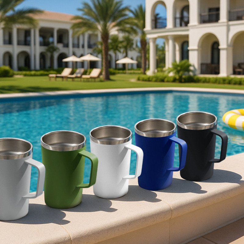 Стальная кружка с двойными стенками и порошковым покрытием "Tibet", серый